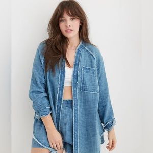 Aerie Pool-To-Party Cover Up Shirt Size Medium